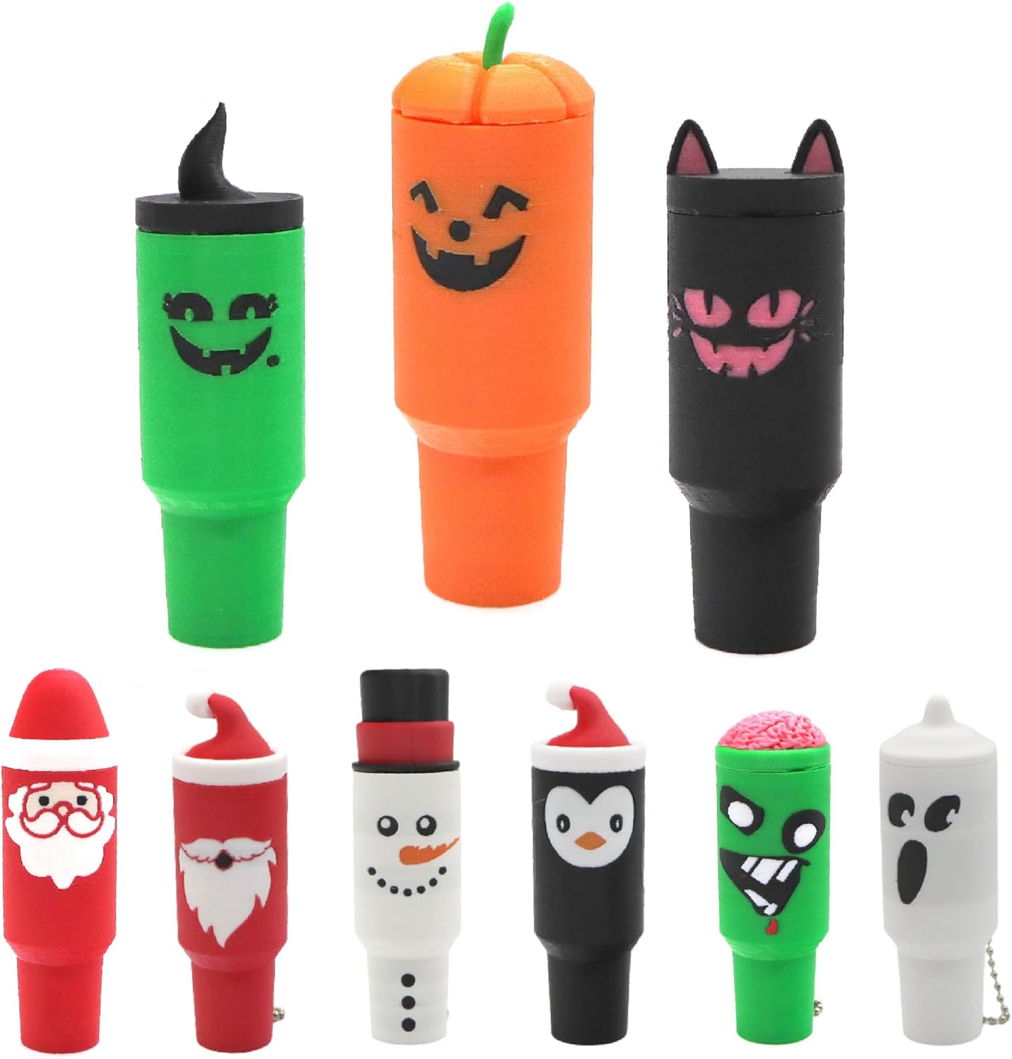 Halloween Christmas Mini Tumbler Keychain Lipstick Holder Pill Holder Backpack Decor Accessories