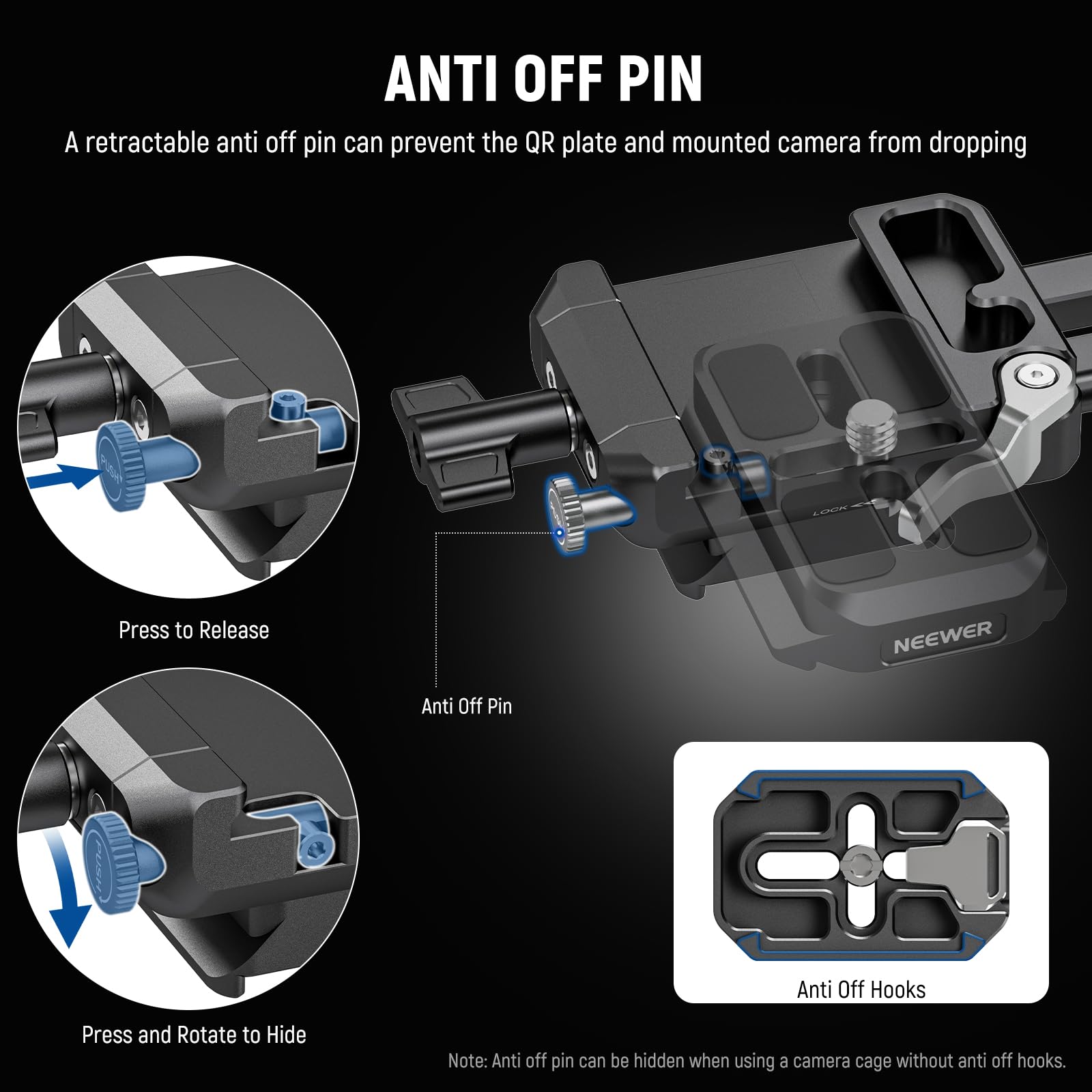 NEEWER Plaque Pliable pour Batterie V Mount et Plaque Base Type Arca Dégagement Rapide, Rig Vidéo Léger pour Caméra DSLR Compatible avec SmallRig Batterie V Mount DJI RS4 RS3 Stabilisateur, PS015 Pro