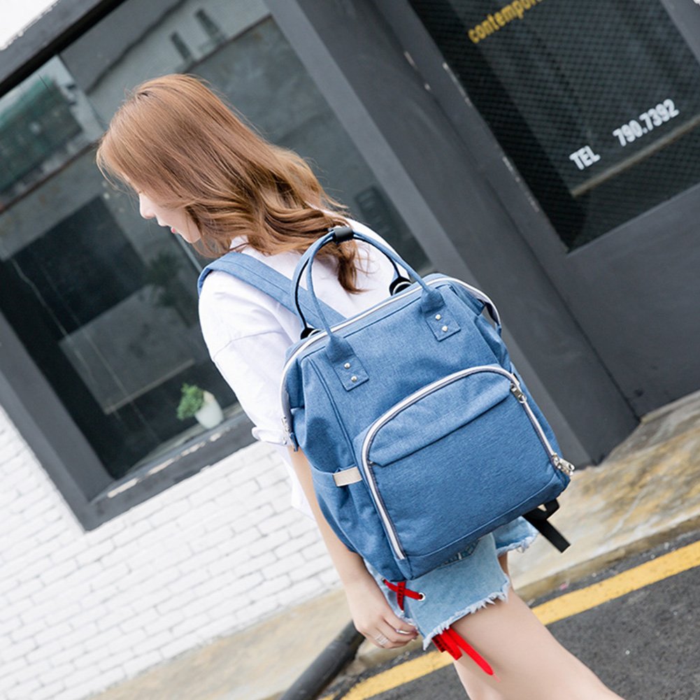 borsa zaino porta pannolini, impermeabile, multifunzione, di grande capacità; organizer da viaggio con tappetino per il cambio, una borsa termica per biberon e clip per passeggino