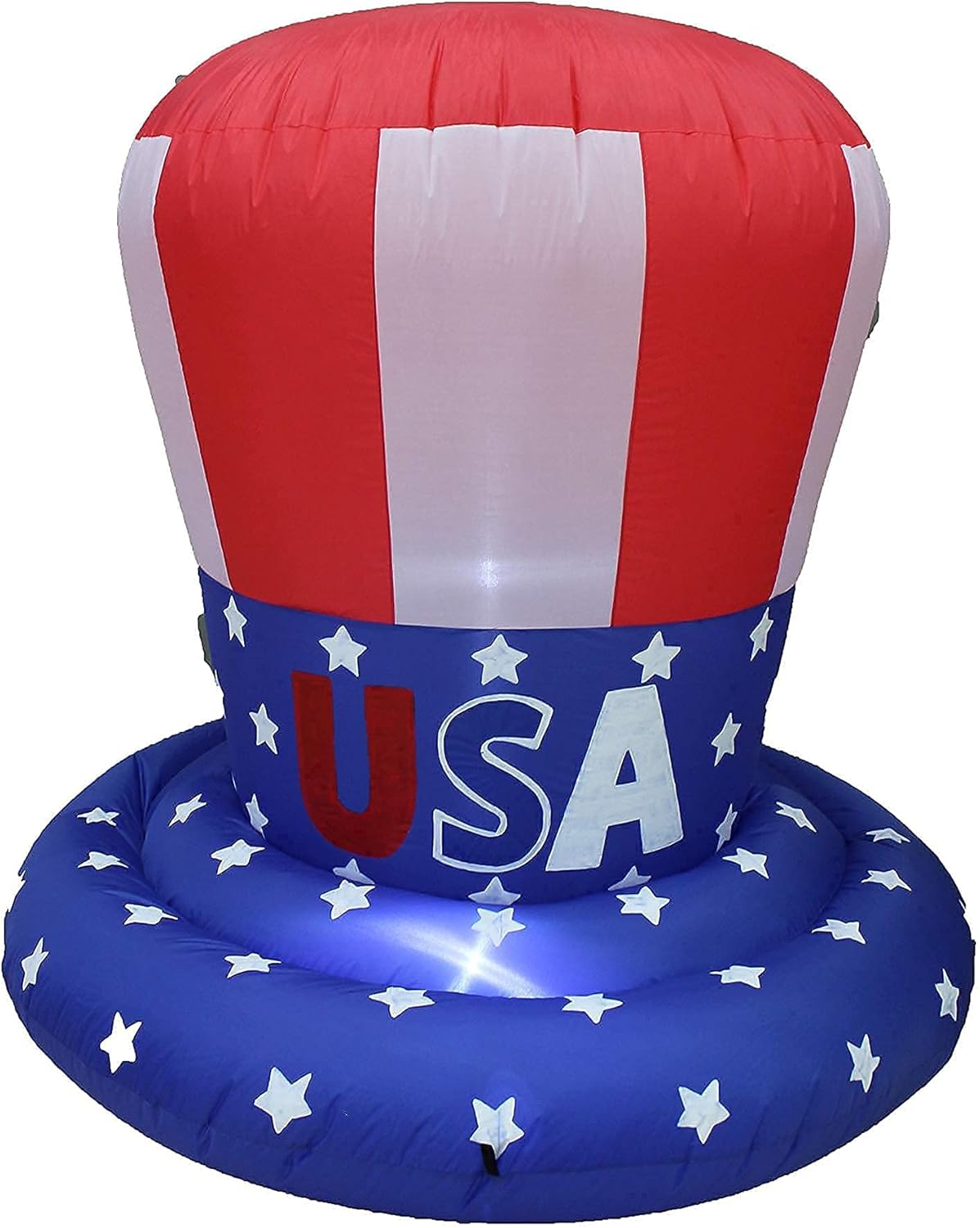 Three Patriotic Independence Day and Birthday Party Decorations Bundle Includes 4 Foot Tall Inflatable Uncle Sam and American USA Flag Top Hat, Plus 4 Foot Tall Happy Birthday Cupcake