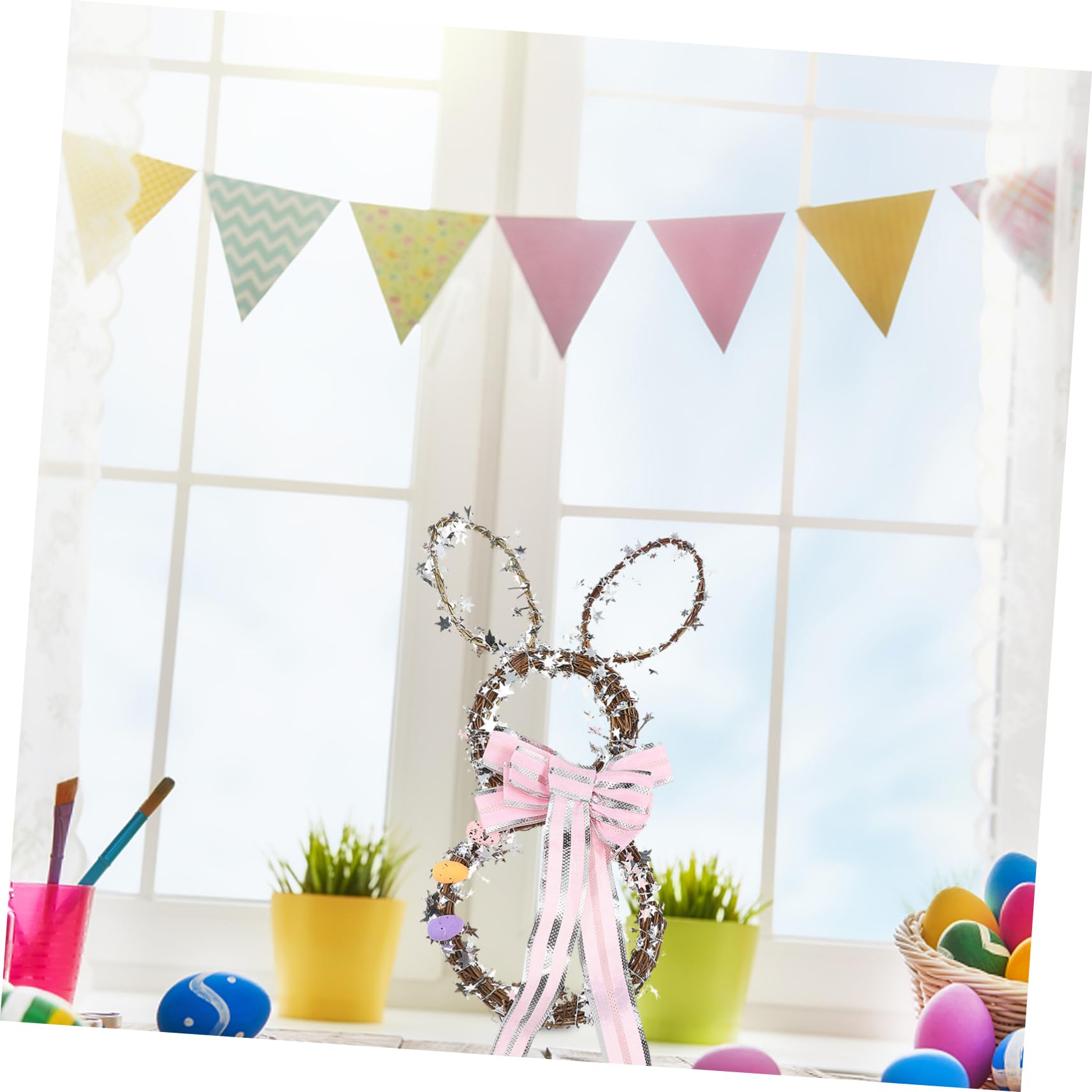 Amosfun 2 Pz Fiore Del Coniglietto Di Pasqua Figurina Decorazione Pulcino Peluche Decorazioni Turbinii Pendenti Di Pasqua Stamina Pasquale Ornamento Pasquale Rosa Rattan