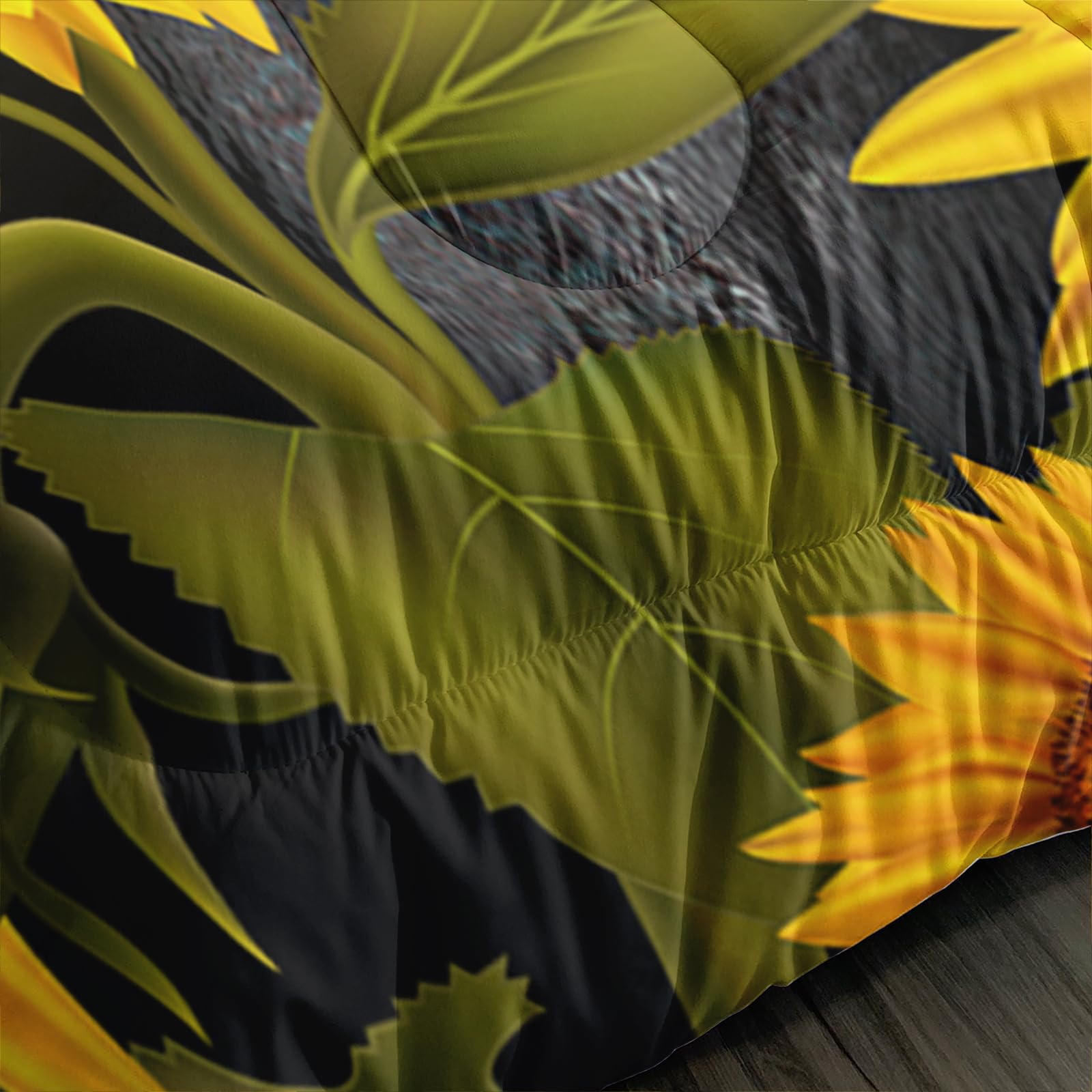 Axolotl Juego de ropa de cama de caballo, juego de edredón de girasol, juego de ropa de cama floral campestre, edredón de caballo galopante, juego de ropa de cama de girasol para niños, niñas,
