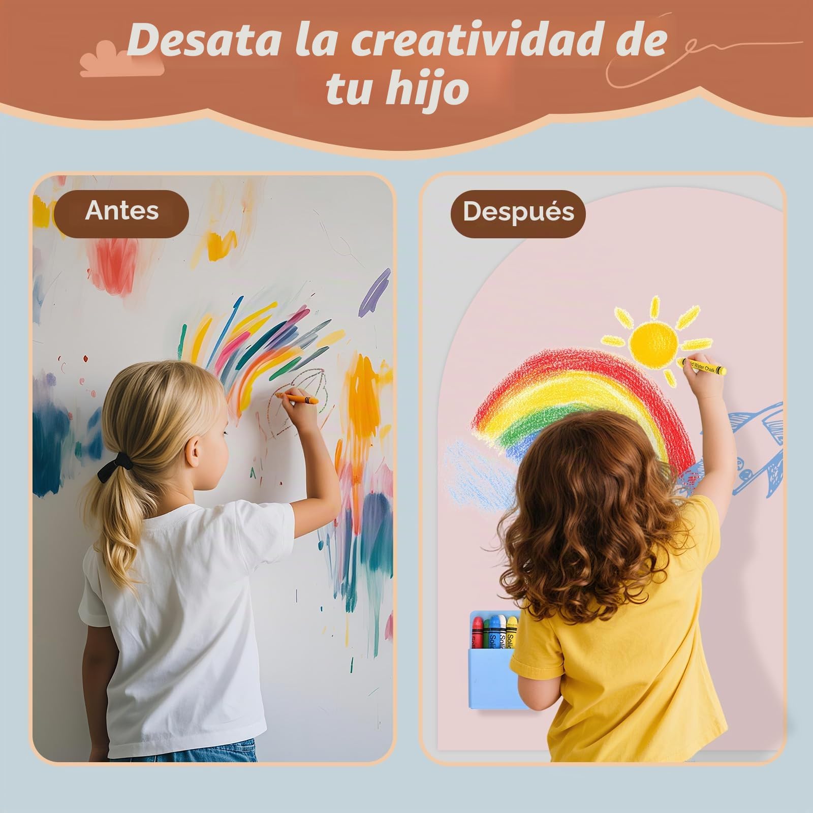 Pizarra magnética autoadhesiva para niños, pizarra de pared en forma de arco – Ideal como decoración de pared para el hogar, habitación infantil, sala de juegos y escuela