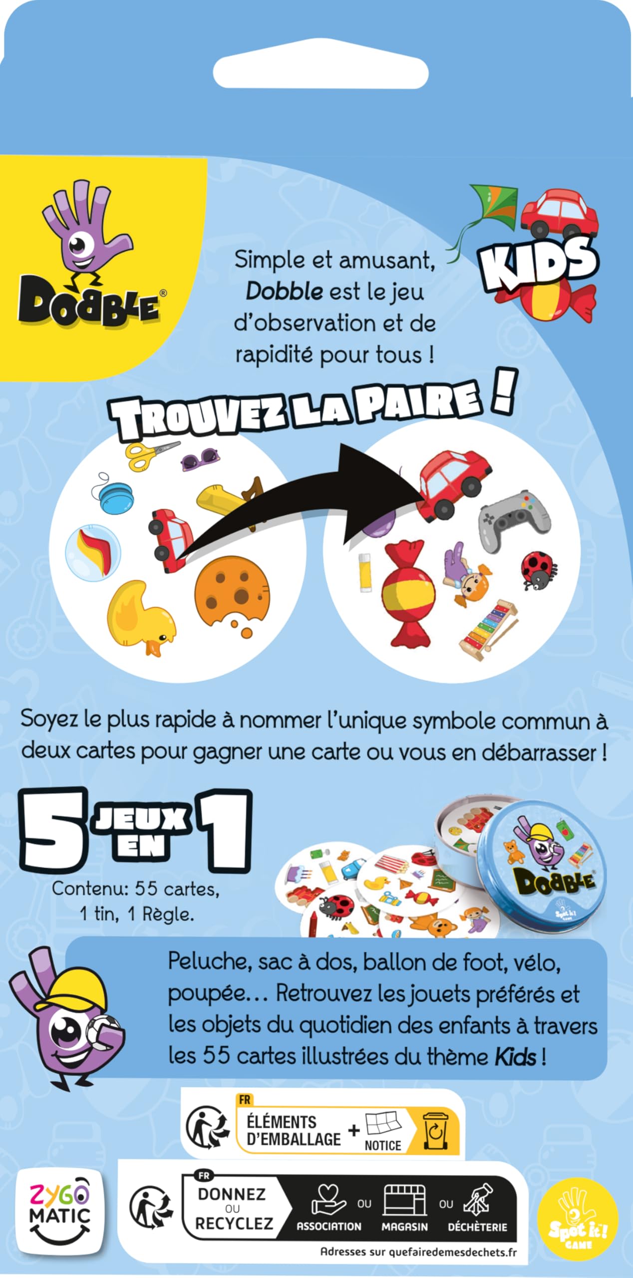 Dobble Classique – Jeu De Rapidité Et D’observation En Boîte Métal, Pour 2 à 8 Joueurs Dès 6 Ans – 5 Mini-jeux Inclus