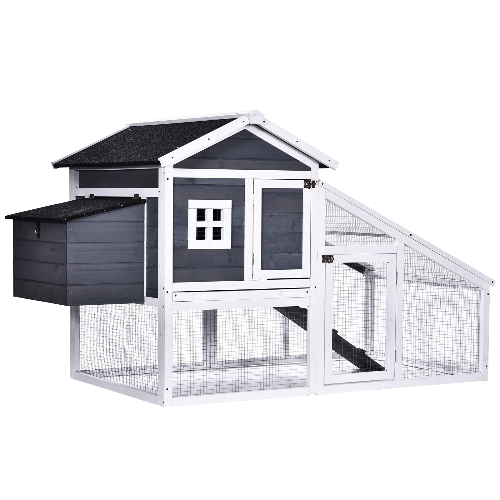 Buy PawHut Chicken Coop with Run Backyard Wooden Hen House Poultry