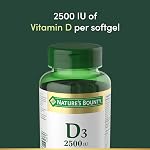 NATURE'S BOUNTY Vitamine D3, 2500 UI, Aide à Prévenir la Carence en Vitamine D, 300 Gélules, 68,1 g