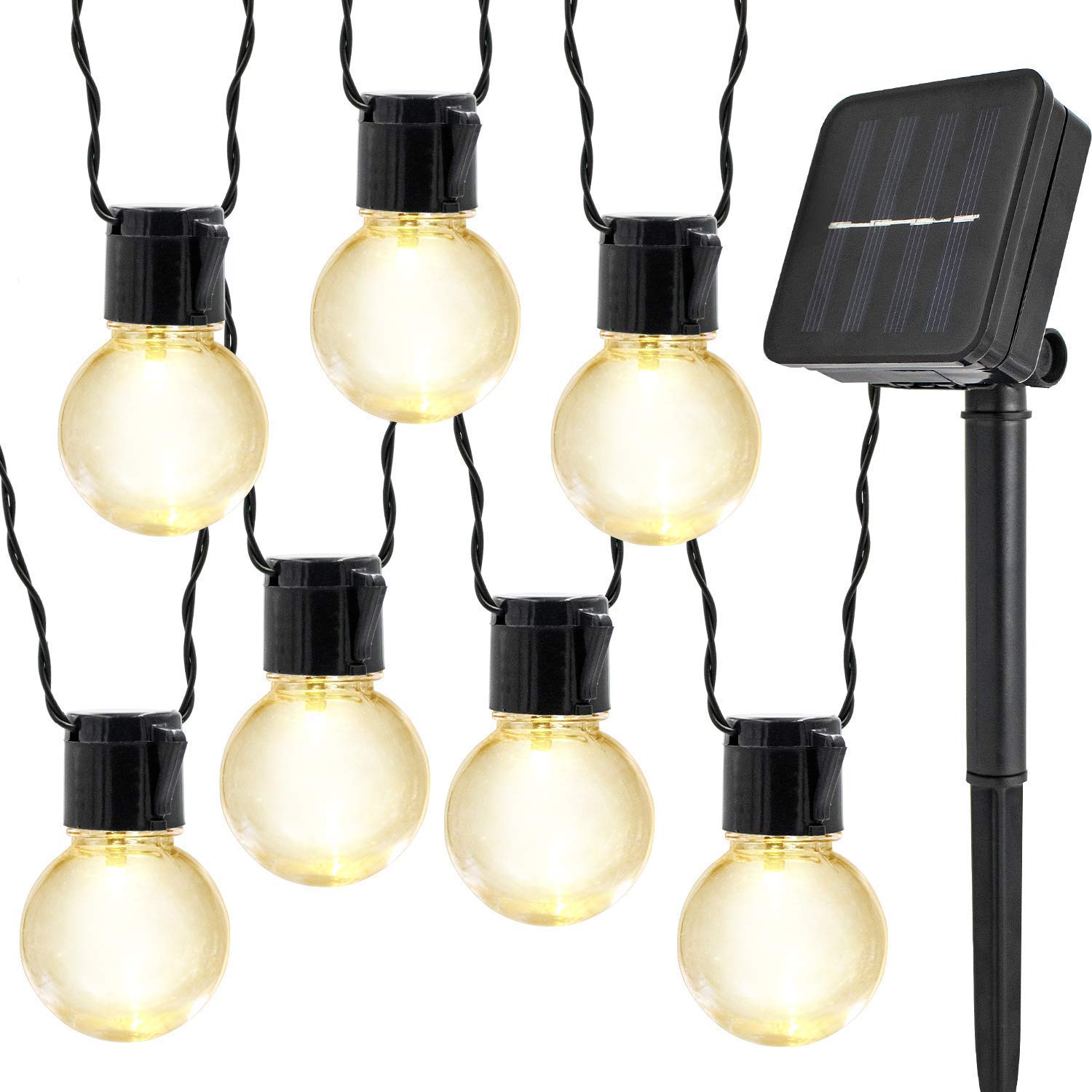 Solar Bulb Lights,KINGCOO Waterproof 10 LED Clear Globe Bulbs Fairy String Decorative Lights for Indoor/Outdoor,Garden,Christmas Decorations Lighting (Warm White)