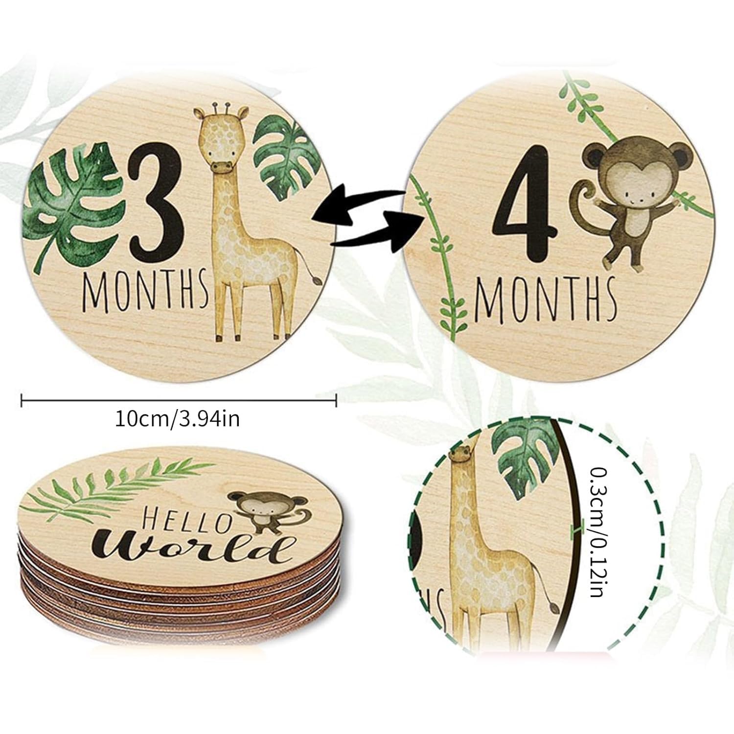 7 Pcs Baby Milestone Cards, Wooden Milestone Baby Cards, Double-Sided Wooden Monthly Newborn Welcome Signs - Image 3