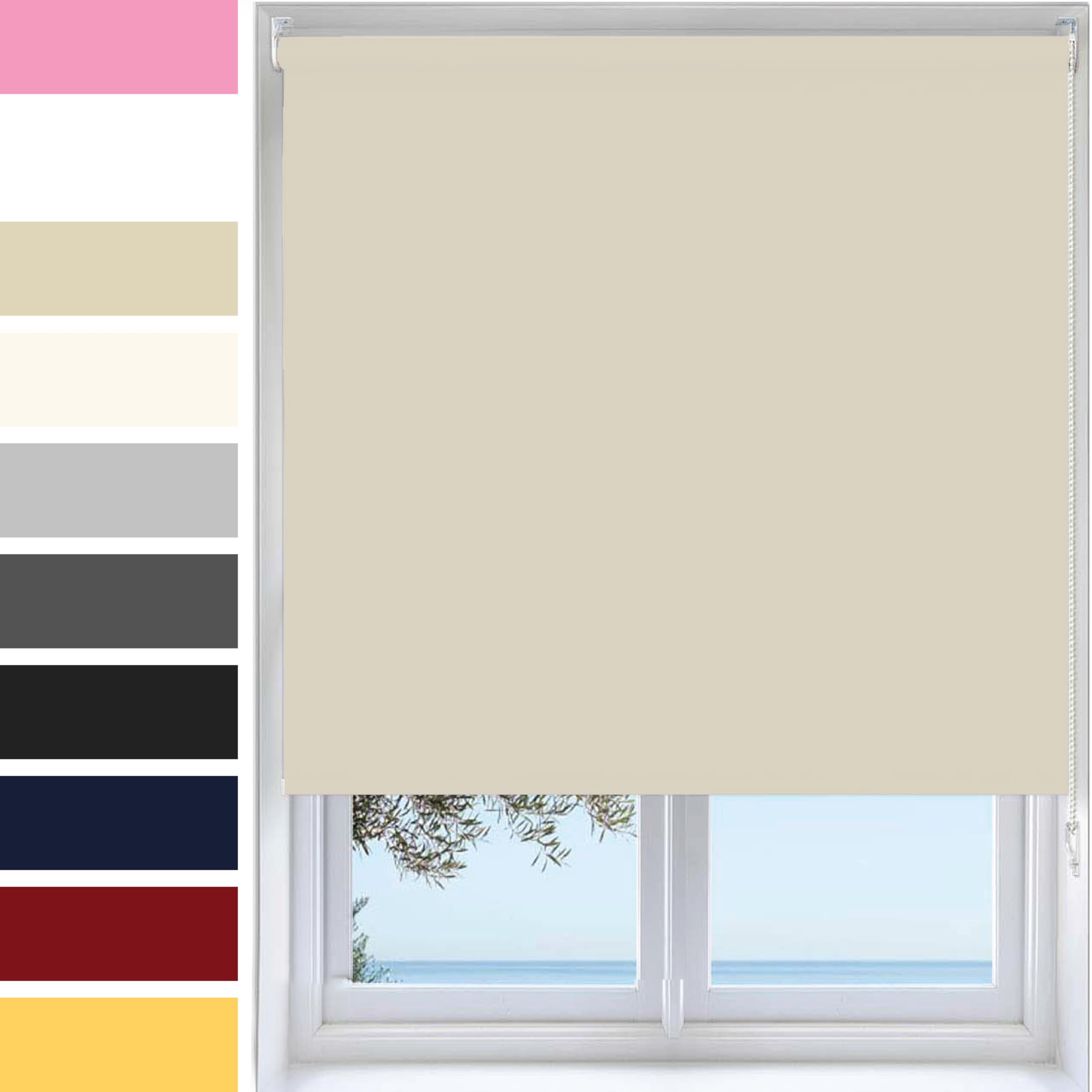 Ev Dekor Roller Blinds - Cappuccino 60 Width 165 cm Drop, Thermal Blackout Roller Blind Insulated UV Protection Child Safe Trimmable Fabric Home Office Window Blinds โ image 1