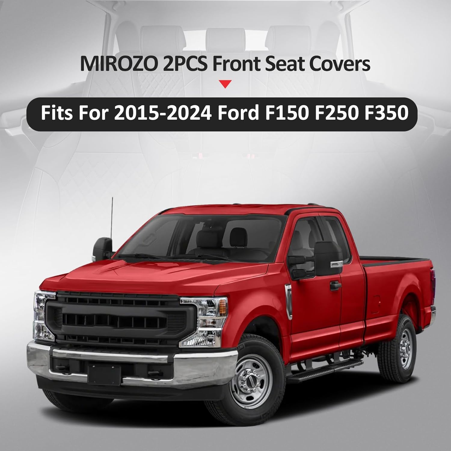 MIROZO Front F150 Seat Covers Blue,Faux Leather Truck Seat Cover Car Seat Cover Pickup Seat Cover Fits for 2015-2025 Ford F-150 F-250 F-350 Crew Cab (Black and Blue,2PCS Front)