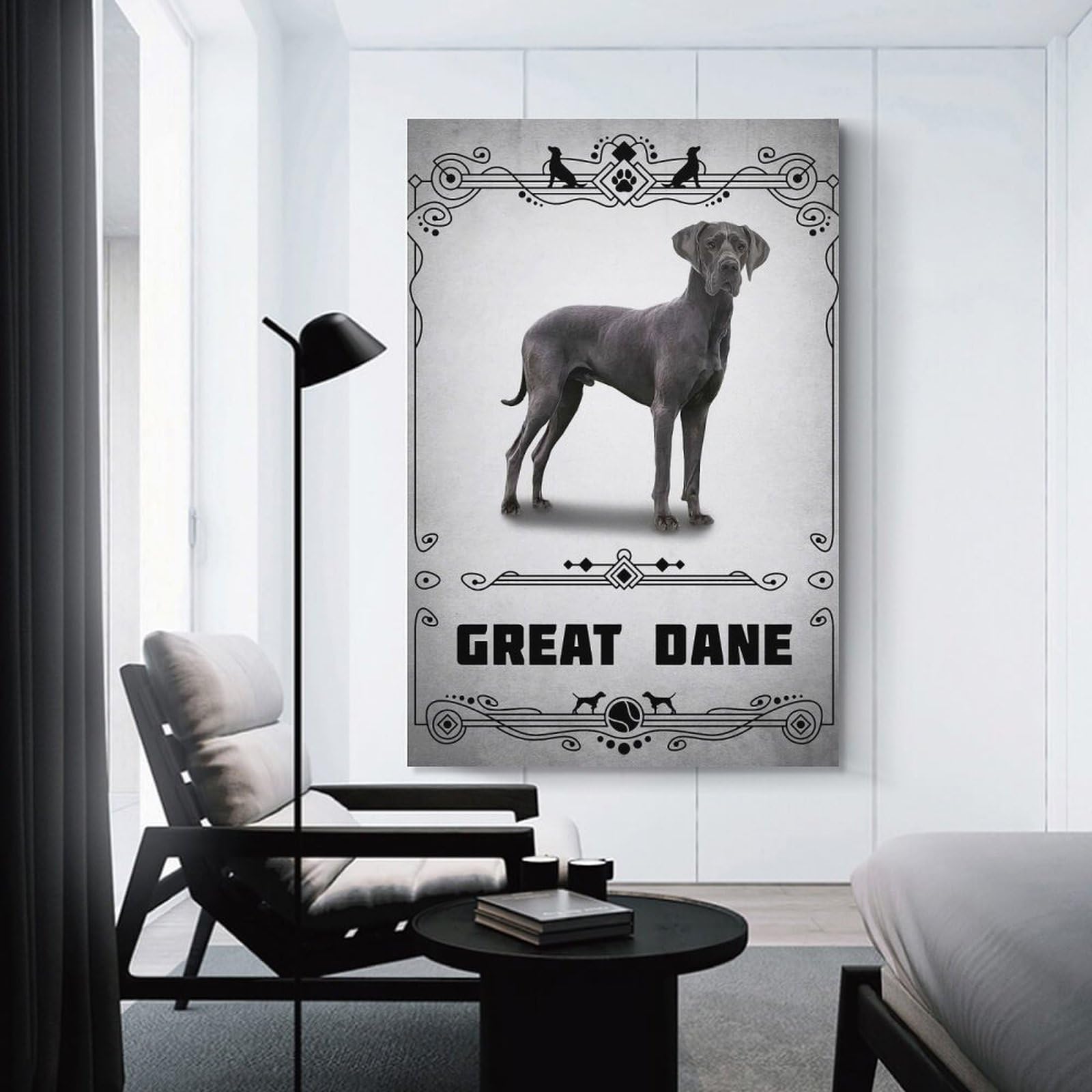 Junmoney Great Dane Wall Art Print, 20x30inch(50x75cm), for Wall Displays, Bedrooms Or Room Updates, A Versatile Canvas Print for Layering