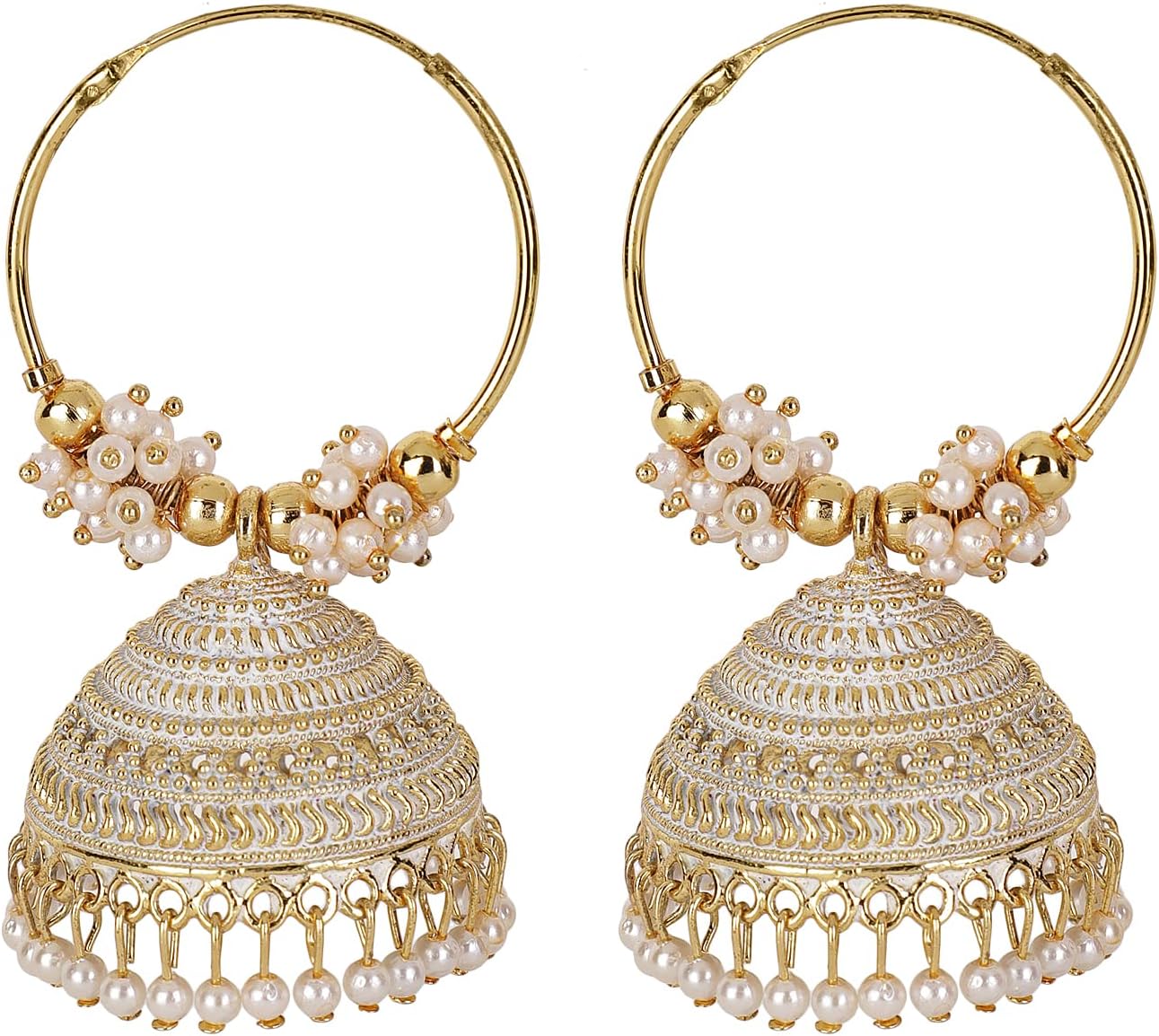 Shining Diva FashionLatest Stylish Traditional Hoop Jhumki Earrings for Women & Girls, One Size, Gold Plated, No Gemstone