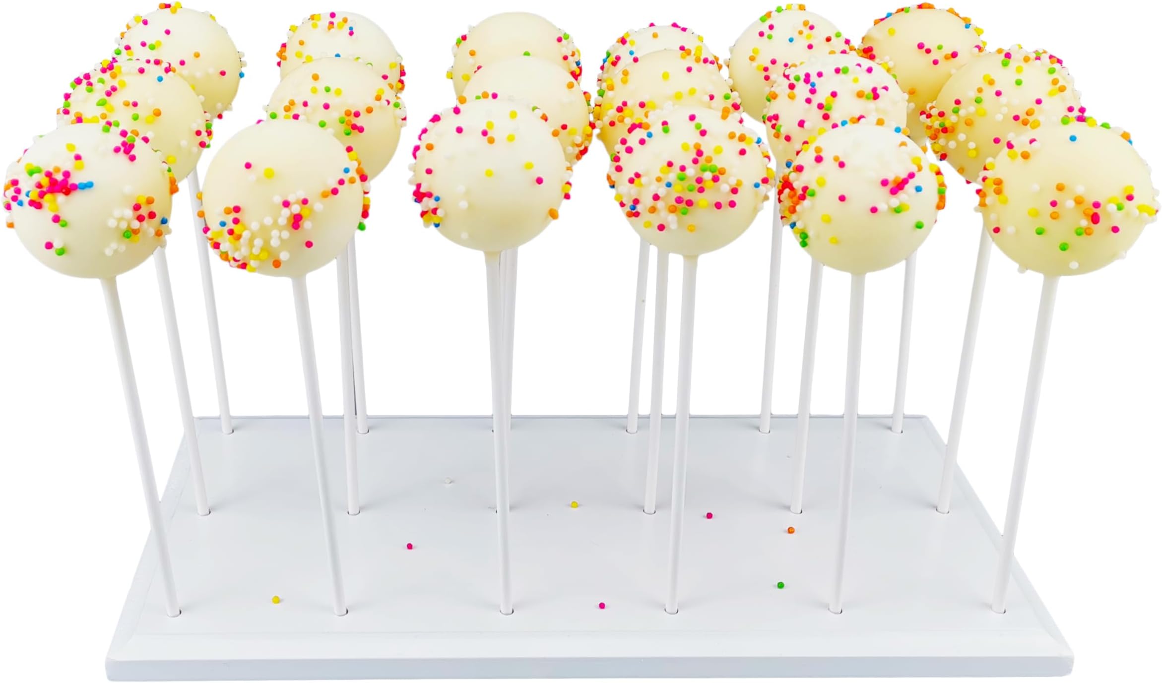 NANGOPOP Wood Cake Pop Stand Display - 18 Hole Lollipop Holder, Candy or Sucker Stand for Dessert Table of Wedding, Shower, Birthday Party, White - Fit 5/32" (4mm) Lollipop Sticks