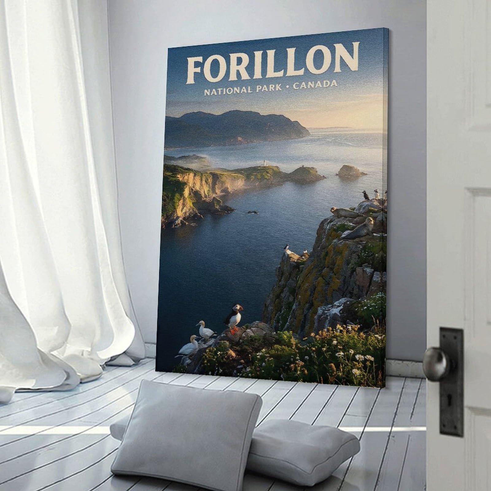 Junmoney Forillon National Park Travel Canvas Wall Decor, 20x30inch(50x75cm), for Bedroom, Guest Room Or Reading Nook, Canvas Wall Decor for Personal Spaces