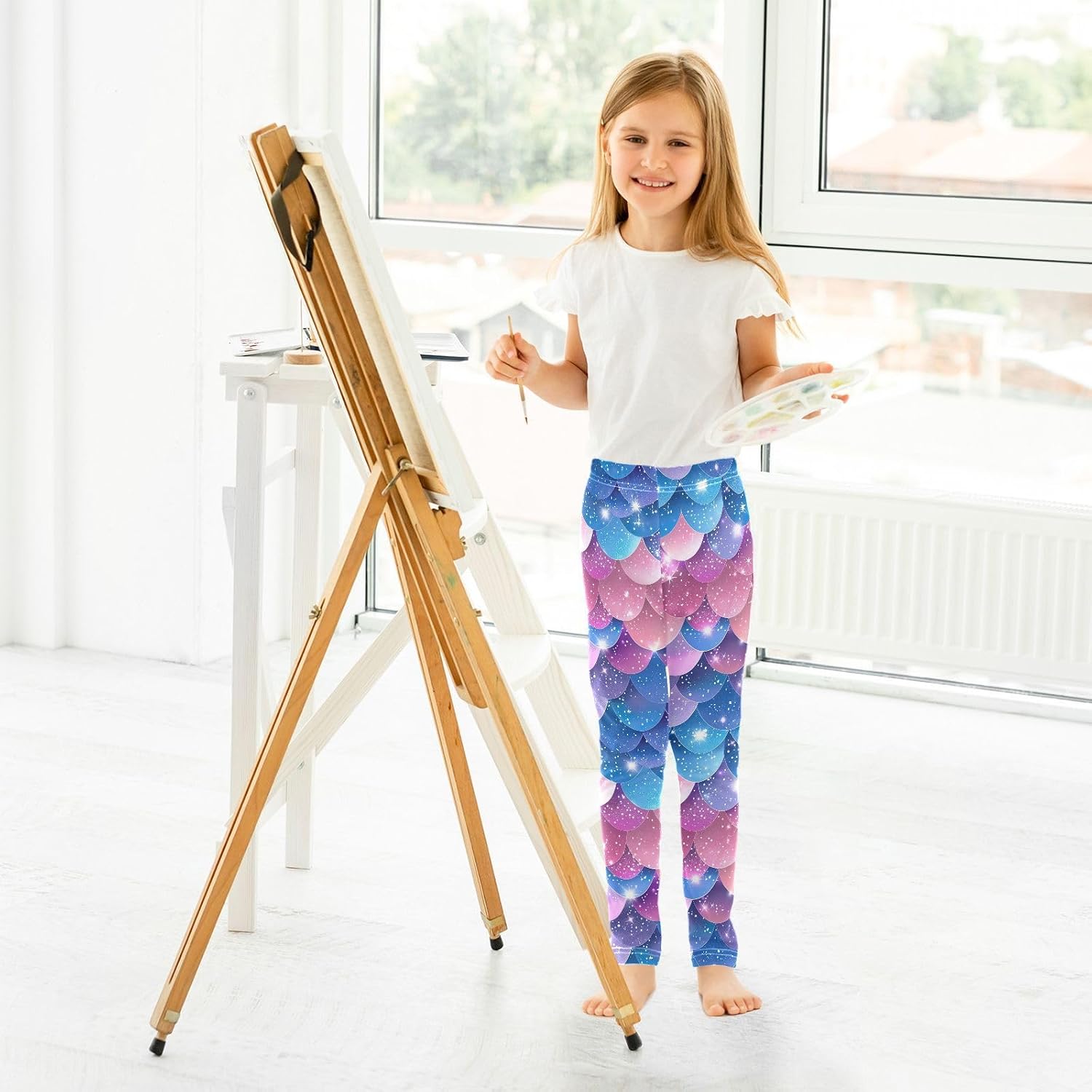 GAIREG Active Leggings for Girls Blue Pink Scale