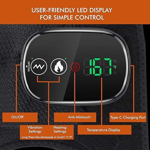 Miniatura 4 de Masaje de almohadilla térmica para el hombro, masajeador de compresión con vibración eléctrica inalámbrica 3 en 1, dispositivo calentador para