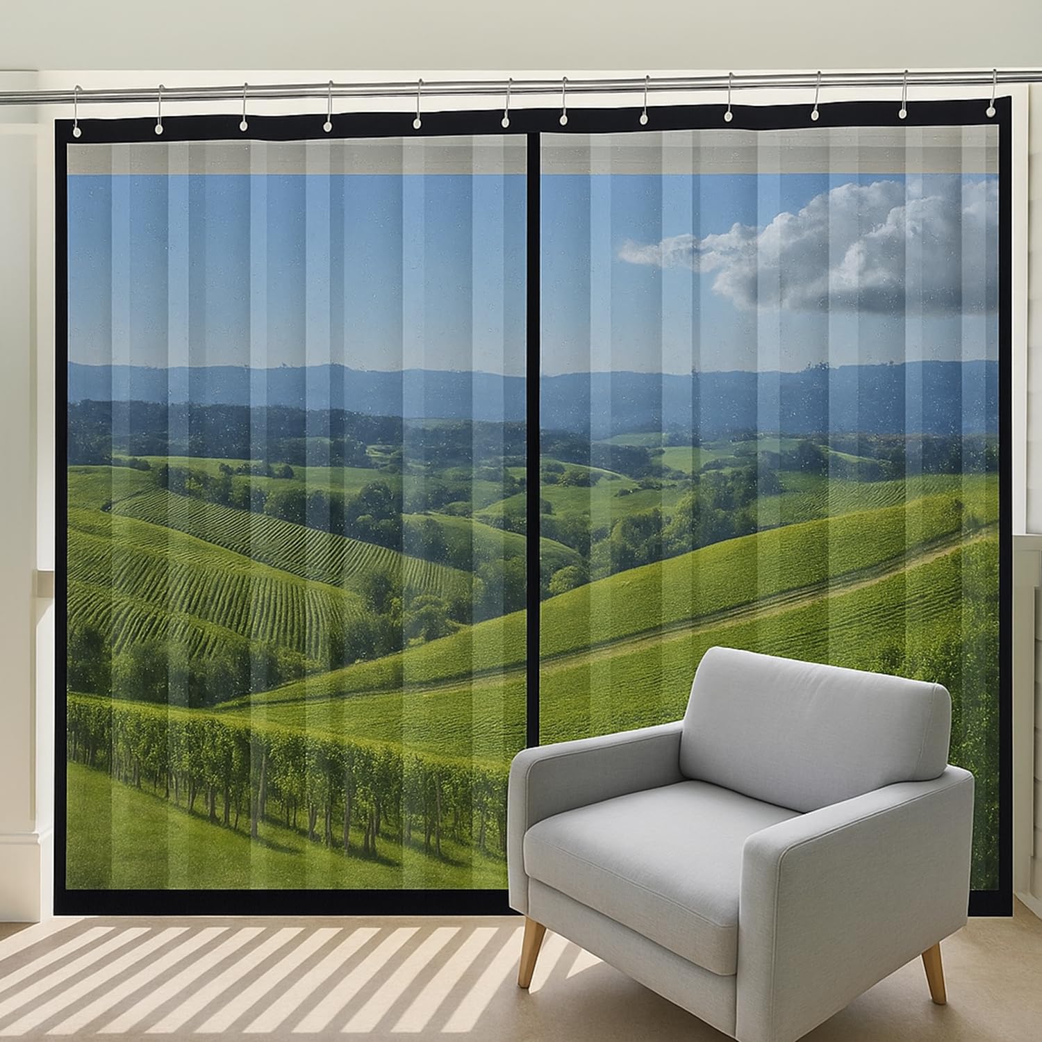 ORILEY PVC Curtain with Eyelet Solid Water Resistant Wind Rain Protection Sun & Dustproof for Long Door Balcony and Outdoor Use (Pack of 2, Transparent (4.5FT x 10FT)