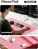 Vista 4 de YSAGi Almohadilla de piel protectora para escritorio, gran alfombrilla de ratón, alfombrilla de escritorio de piel sintética antideslizante