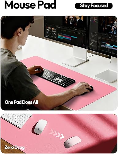 Miniatura 4 de YSAGi Almohadilla de piel protectora para escritorio, gran alfombrilla de ratón, alfombrilla de escritorio de piel sintética antideslizante