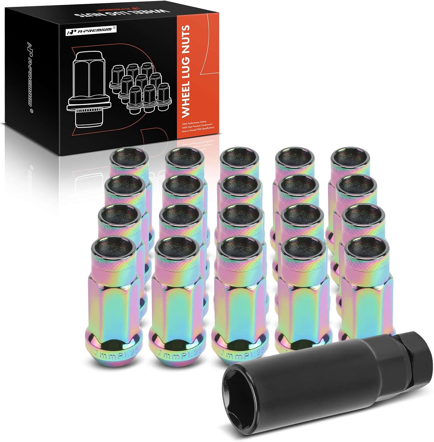 A-Premium 21-PC M12x1.25 Wheel Lug Nuts Compatible with Infiniti FX35 2003-2012, Front and Rear Side