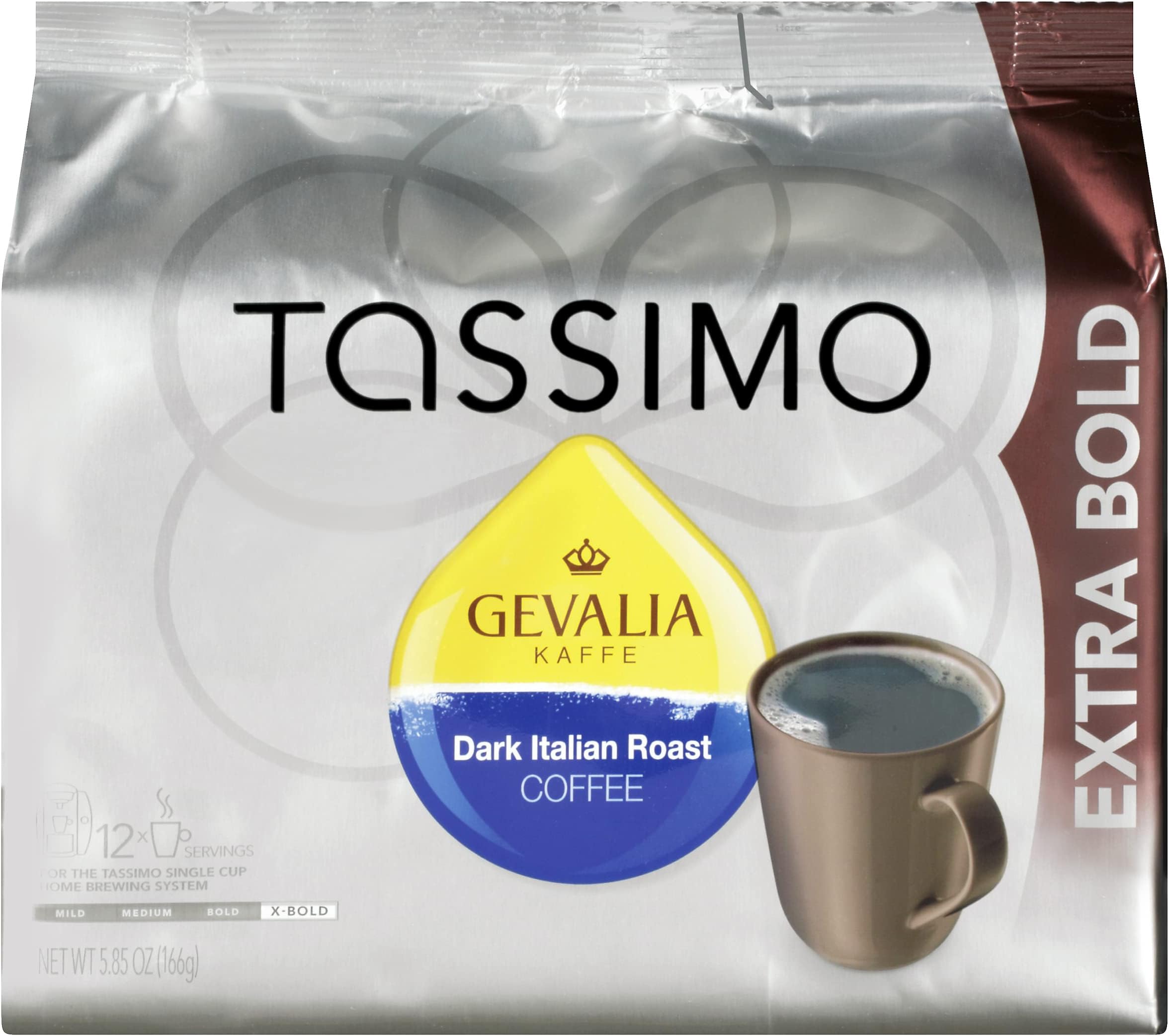 Tassimo Gevalia Dark Italian Roast Extra Bold Roast Coffee T-Discs for Tassimo Single Cup Home Brewing Systems (12 ct Pack)