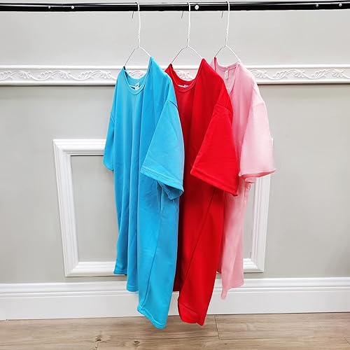 Miniatura 3 de FixtureDisplays Percha de tela de alambre de metal, colgador de abrigo recubierto de vinilo blanco, colgador seco de goteo 10 unidades 16X8 100701