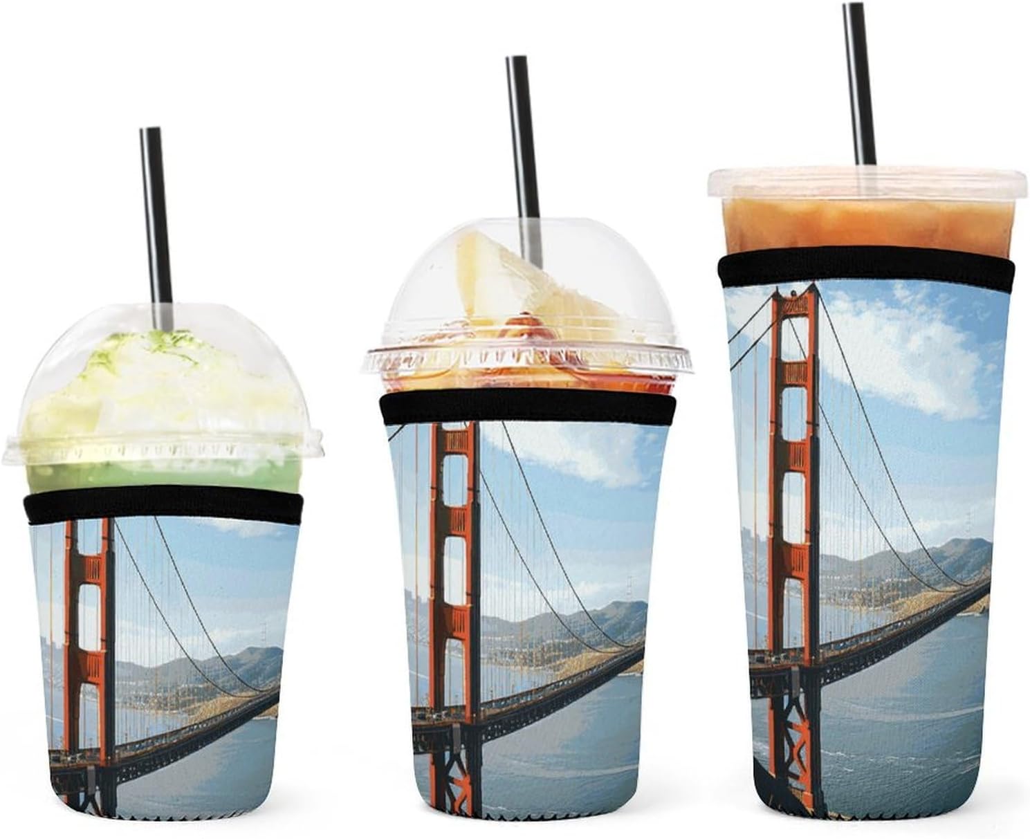 3 Pack Neoprene Cup Sleeves, Stretchy Reusable Drink Cup Cover Universal