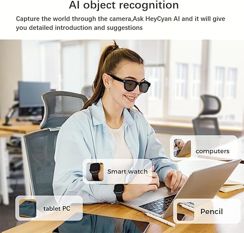 Miniatura 6 de Lentes inteligentes AI con cámara de 8 MP, grabación de video HD 1080P, música/llamadas Bluetooth, WiFi, asistente de voz, traducción,