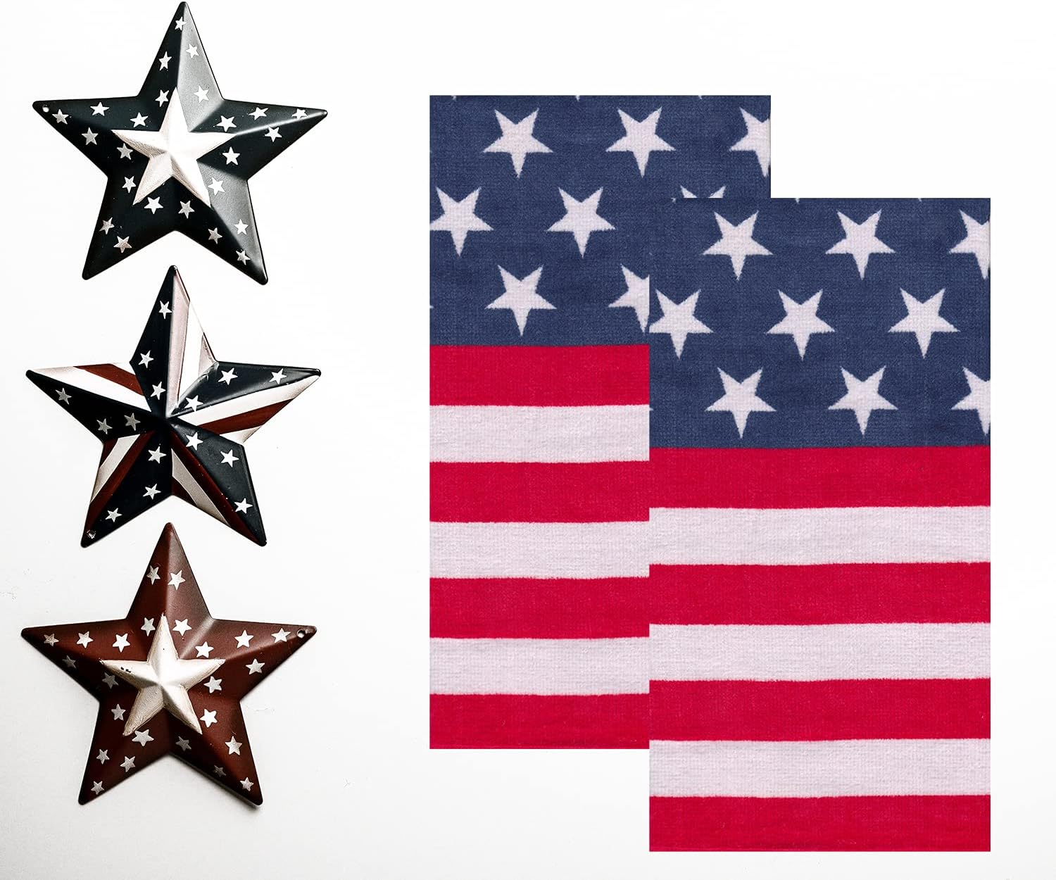 アメリカーナ 愛国的なタオルセット 星とストライプ入り 赤、白、青