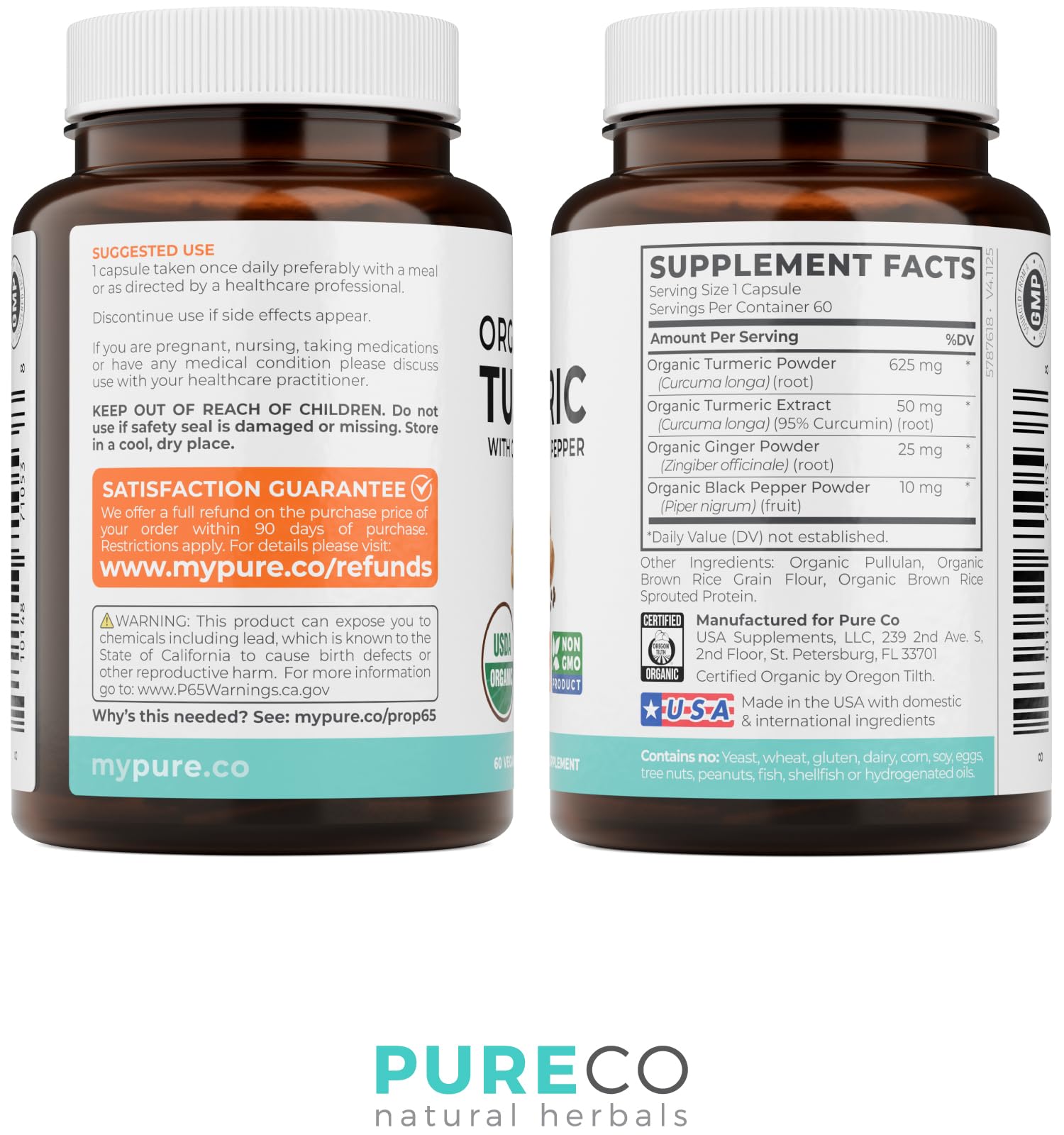 Organic Turmeric Ginger Black Pepper Supplement - High Potency Organic Turmeric Curcumin Capsules with Ginger & Black Pepper for Enhanced Benefits and Absorption - Vegan & Non-GMO (2 Month Supply) — Amazon image 7