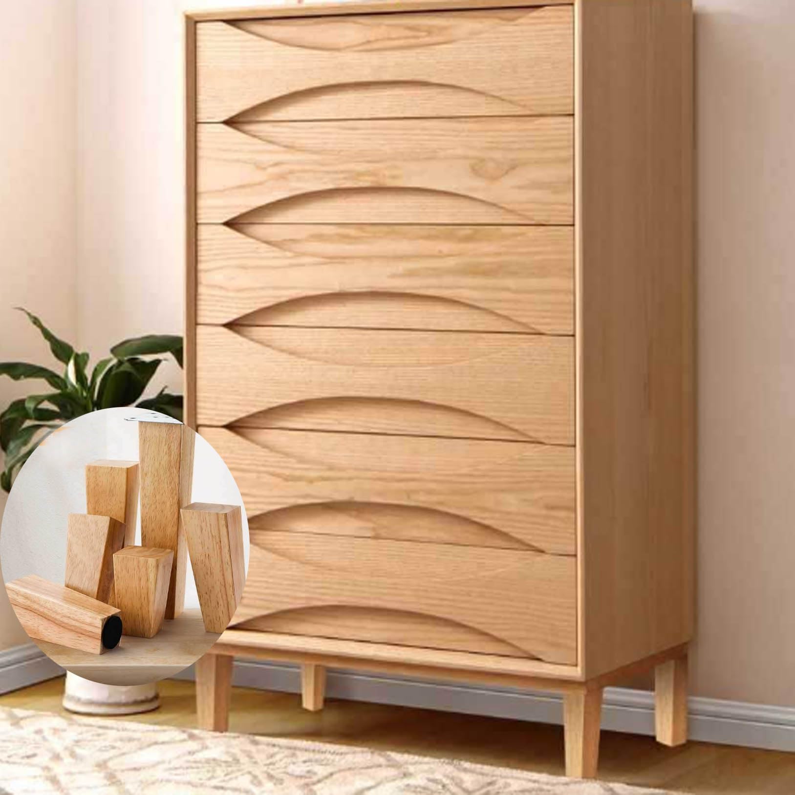 4 Stück Massivholz Ersatz Möbelfüße Holz DIY Tischbeine aus Eiche Holz Sofa beine,Möbelbeine,Konisch Sofafüße,für Kommode und Schrank (30cm)