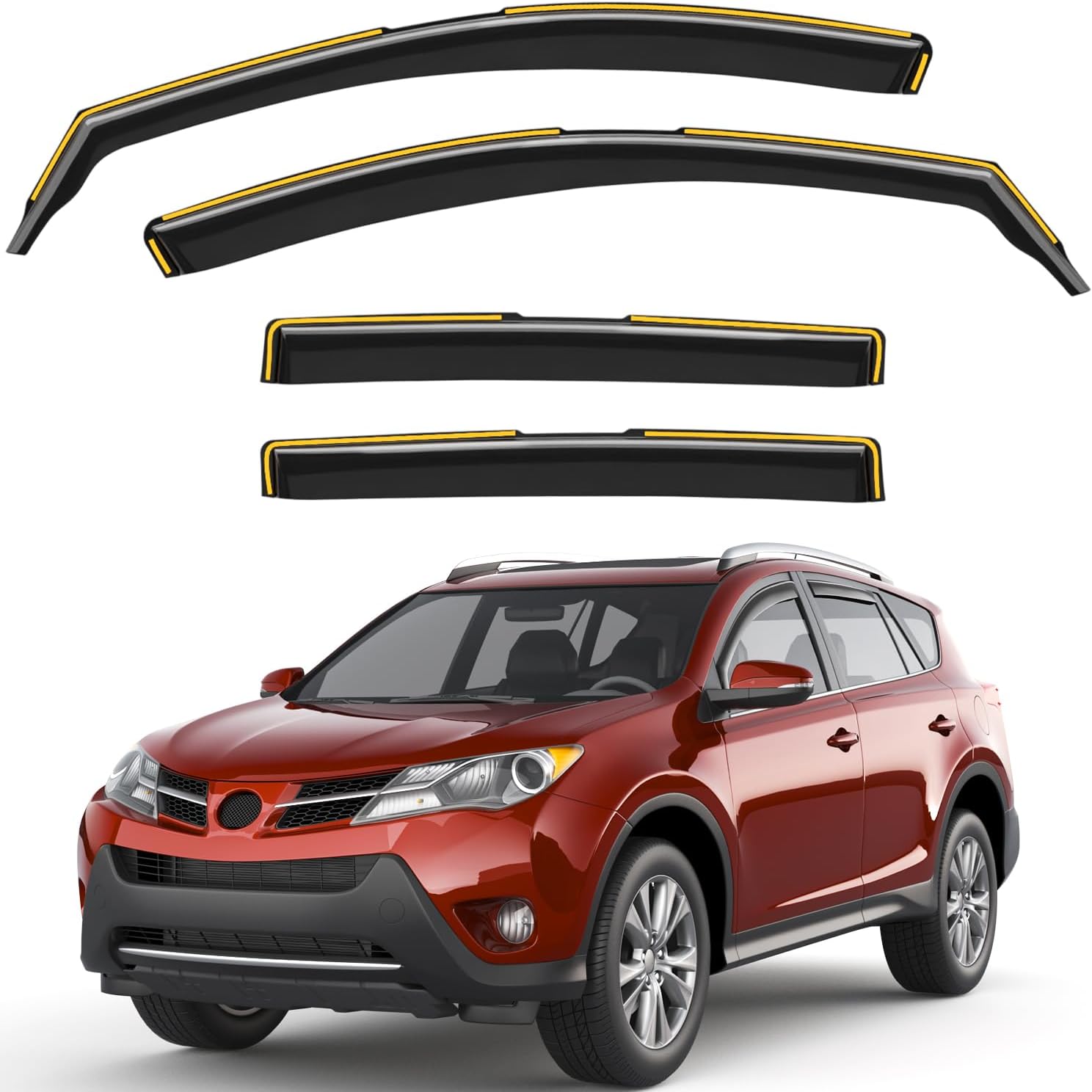 in-Channel Window Rain Guards Fit for Toyota RAV4 2013-2018, Extra Durable Window Visors Window Deflectors Vent Visors Vent Shades Car Accessories-4 pcs