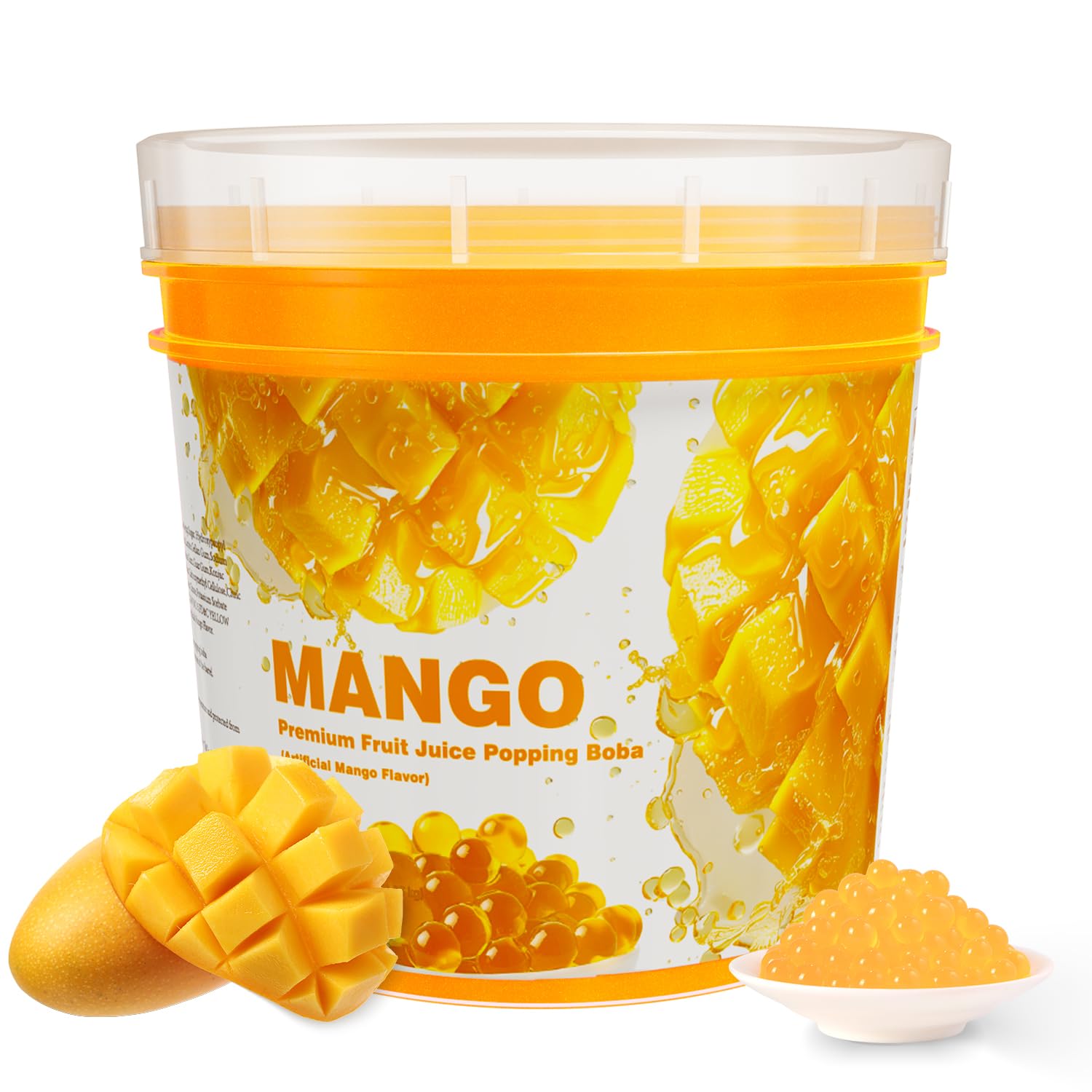 T&Tea Mango Popping Boba Pearls 2.76 LB, No Added Sugar,Vegan Bursting Boba Pearls for Bubble Tea, Beverages, Shakes, Desserts, Smoothies & Ice Cream Topping, No Artificial Colors, Gifts for Women