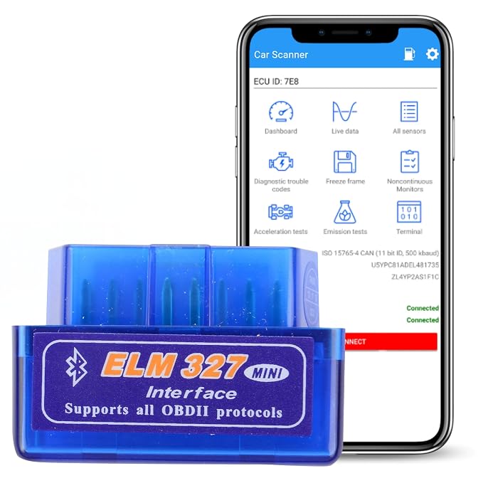 MODAXE OBD II ELM327 Scanner Code Readers V2.1 Smart Car Vehicle Diagnostic Scanner Tool ODB2/OBDII Protocols Android with Advanced Chipset (Mini ELM327)