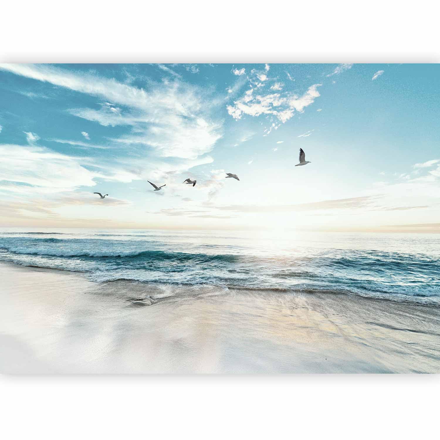 murando - Carta da Parati Adesiva Mare Spiaggia 392x280 cm Fotomurali Adesivi Murali Rivestimento Parete Moderna per Pareti Adesiva Muro Decorativo Fotomurale Ciel Uccelli Paesaggio Natura
