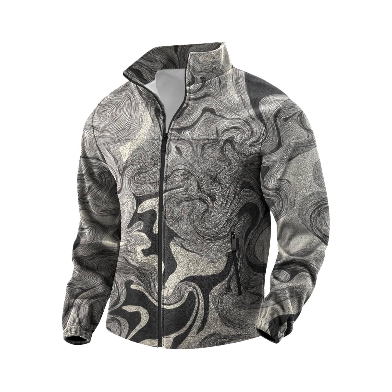 Full-Zip Retro Novelty Print Sweatshirt Mens Big and Tall Cool Camping Outdoor Activities Hoodies