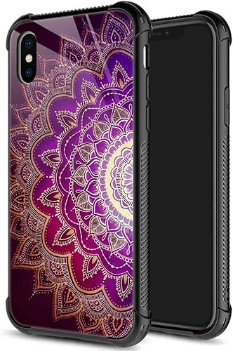 Miniatura 41 de funda para iPhone X/XS, vidrio templado 9H, diseños para niñas y mujeres, de silicona suave TPU, resistente a los golpes, de 5.8 pulgadas, Girasoles
