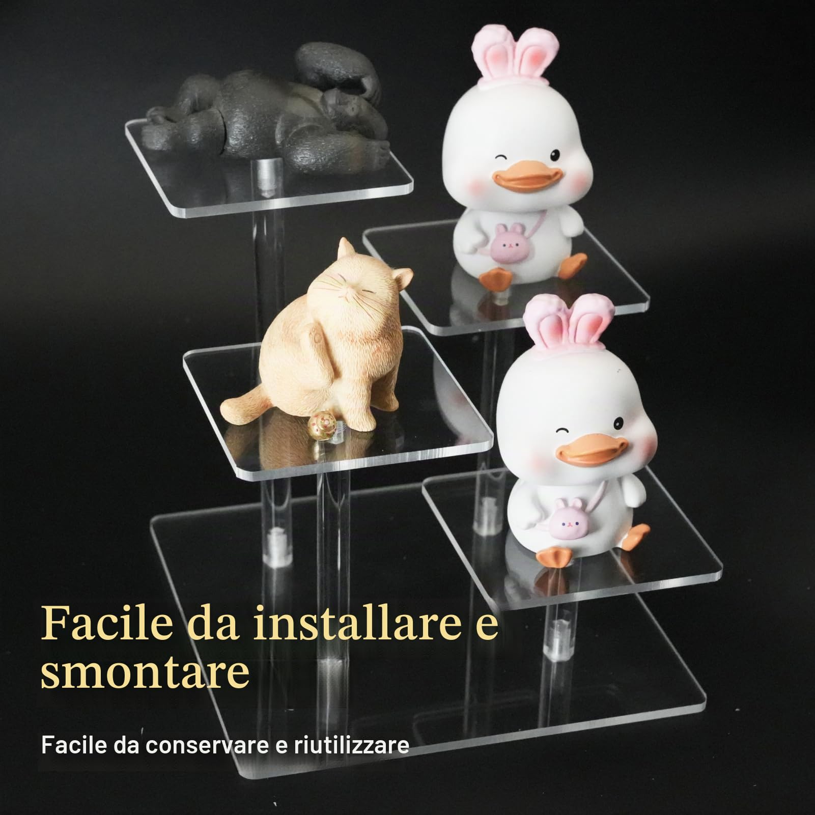 Espositore in Acrilico, Espositore Profumi Trasparente Riser i, Stand Multi-Livello per Cupcake, Dessert, Cosmetici e Collezionabili, Supporto Robusto e Facile da Montare,