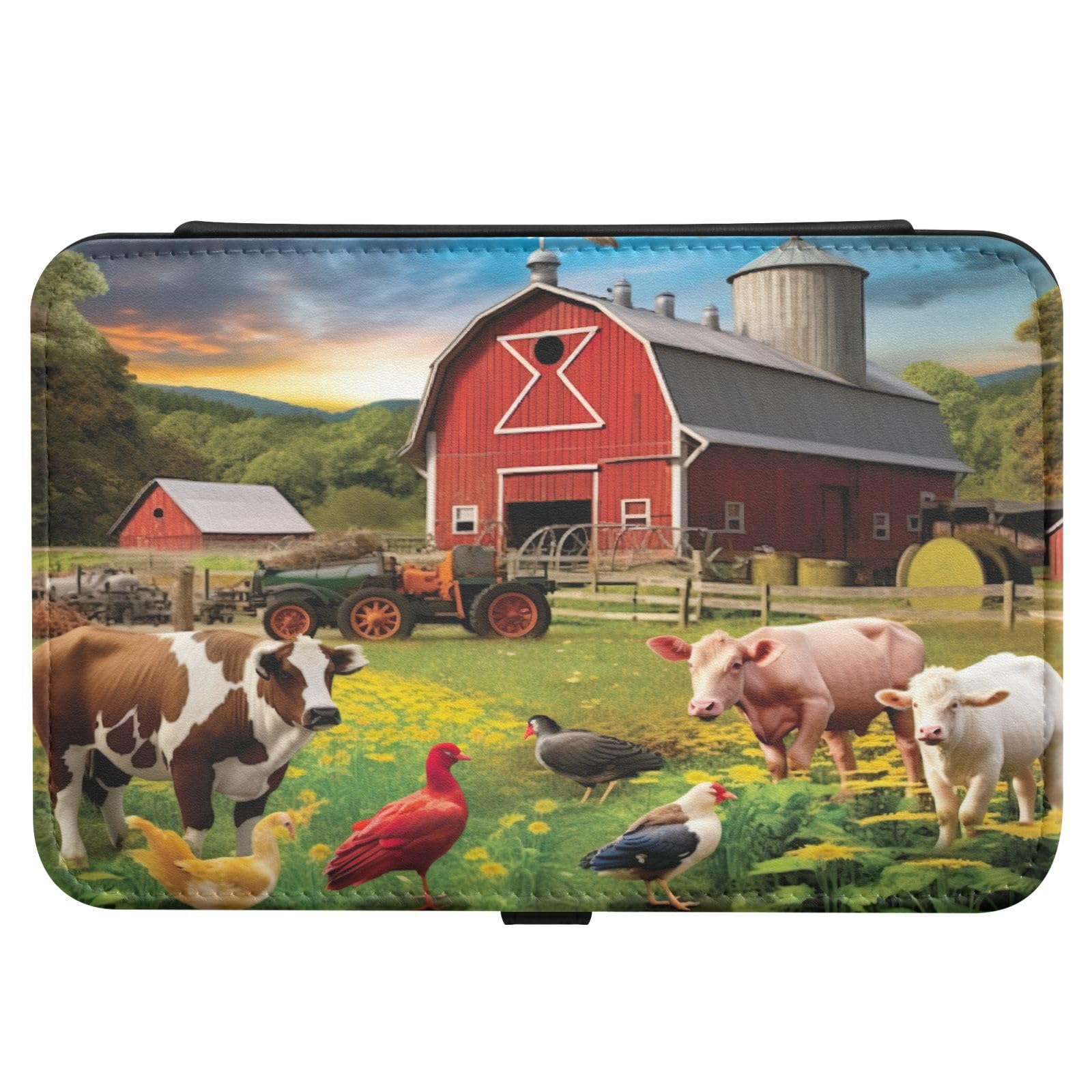 Haskirky Farm Animals Jewelry Box Portable PU Leather Travel Jewelry Organize for Women Jewelry Storage Display Holder for Ring, Necklace, Earring