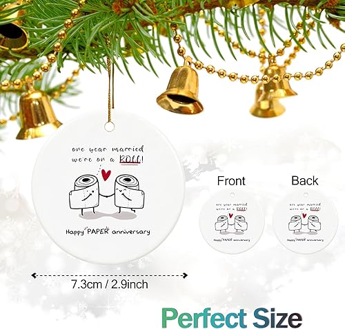Miniatura 2 de Adorno de papel de aniversario de primer año para pareja, primera boda para 1 año, regalos de señor y señora, recuerdo de cerámica para primer
