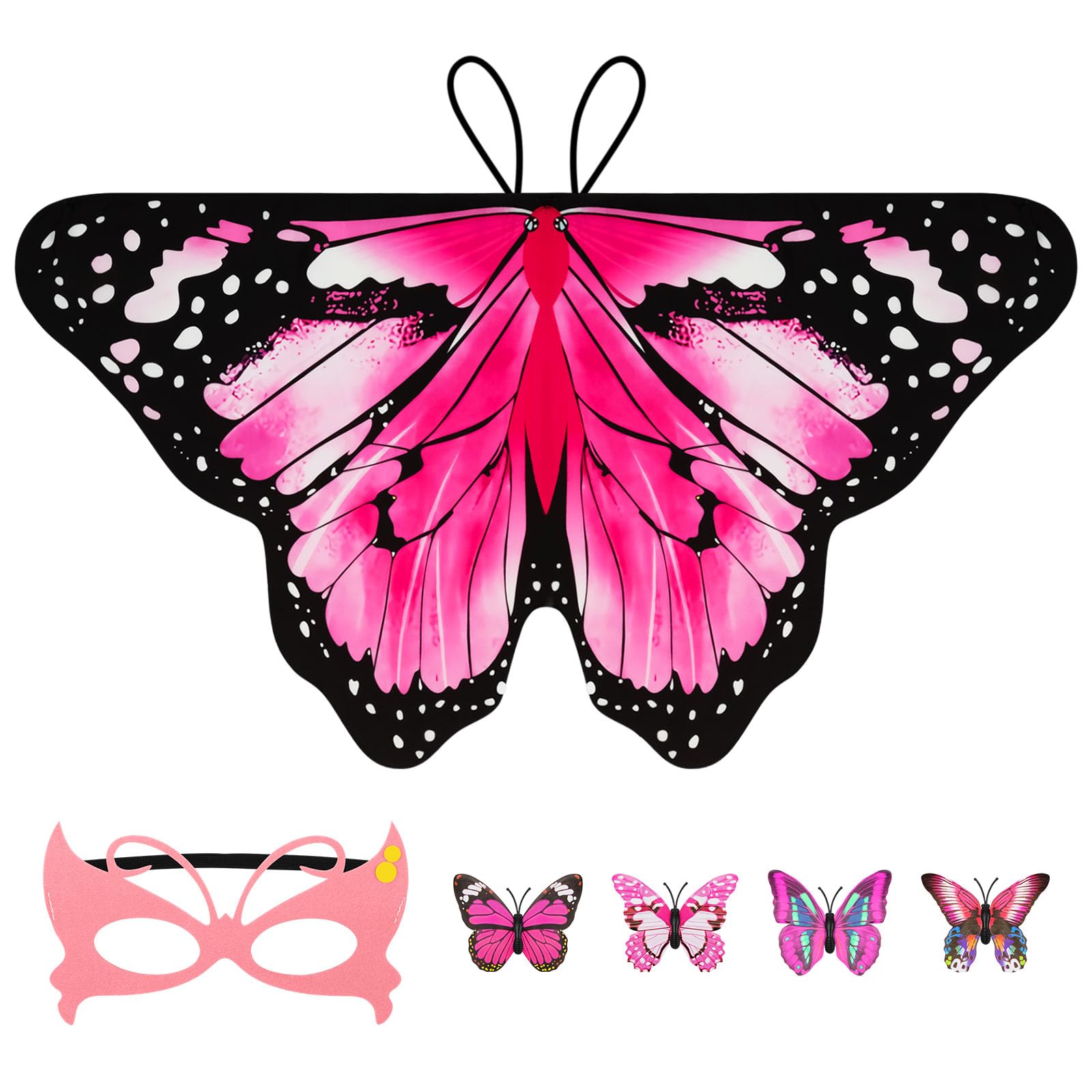 Aomig Kinder Feenflügel Kostüm Set Schmetterlings Fee Flügel Set Mädchen mit Maske Haarspangen Schmetterling Umhang Flügel Prinzessinnenflügel Schmetterlings Elfen Fee Anzieh Sets Schmetterling Kostüm