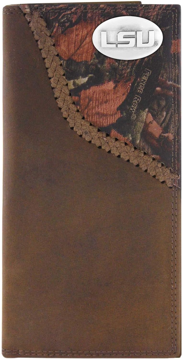 NCAA Lsu Tigers Camouflage Leather Roper Concho Wallet, One Size