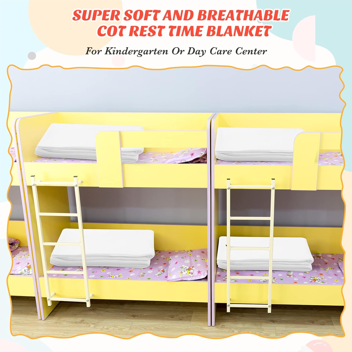 Lounsweer Fleece Daycare Cot Blanket, 10 Pack, 39 x 59 Inch, White