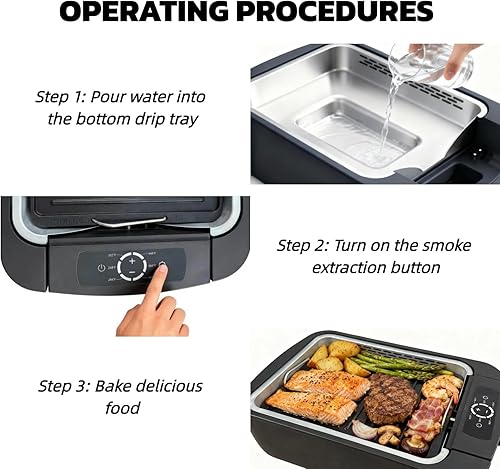 Miniatura 5 de Parrilla sin humo de 16 pulgadas, 5 porciones, parrilla eléctrica de 1100 W para barbacoa, calor máximo de 446 F, placas de parrilla extraíbles