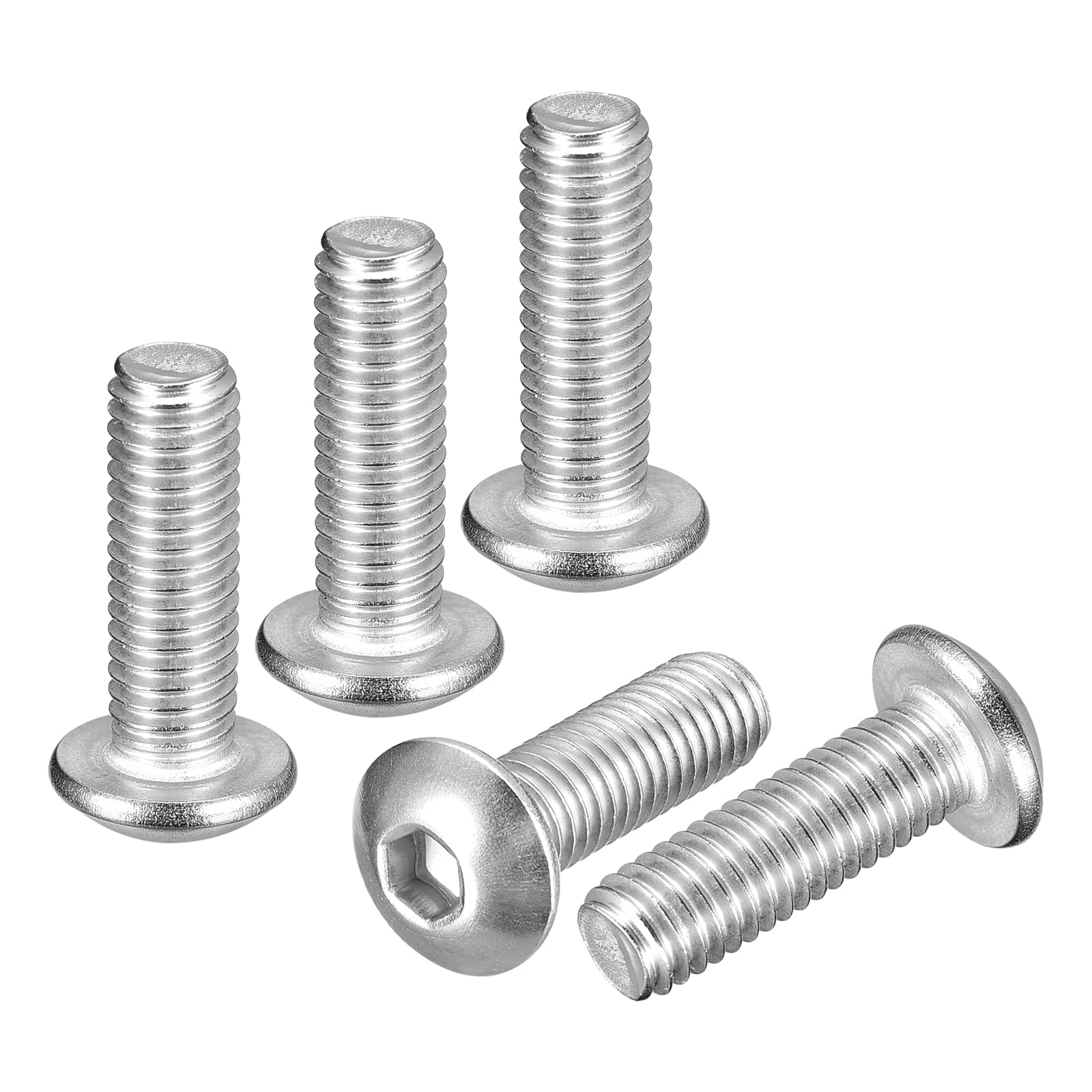 DTGN M5-0.8x16mm Button Head Socket Cap Screw 25Pack 304 SS Whitewashed