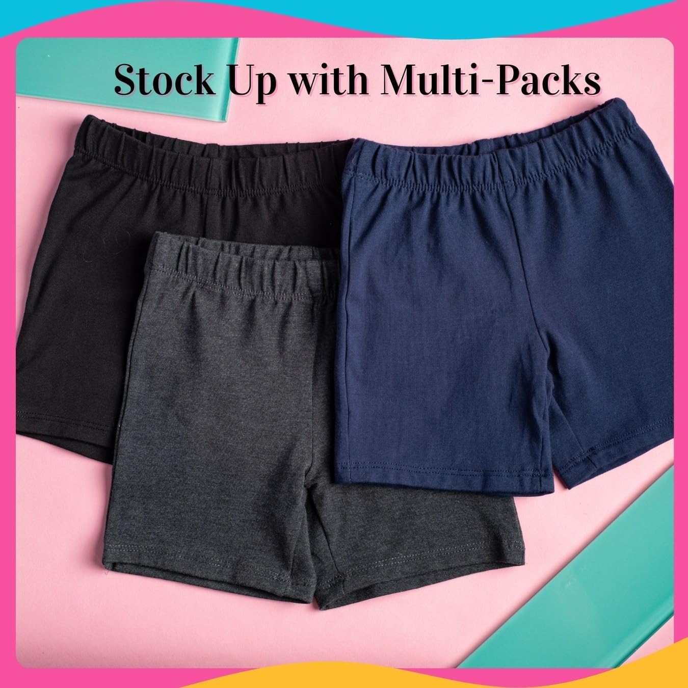 Girl's Cotton Bike Shorts, Cartwheel, Dance Shorts - 3 Pack - Image 4