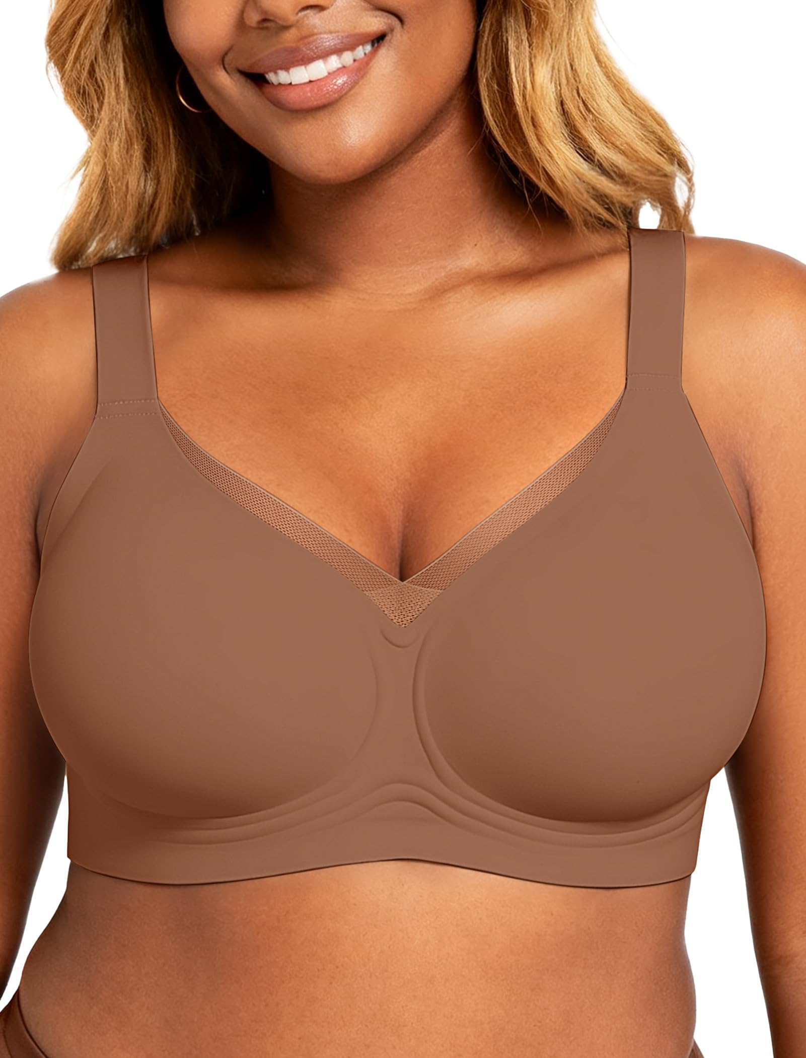 OEAK Womens Wireless Bras V Mesh Comfortable Bralette Supportive Tshirt Bra No Underwire Seamless Push Up Everyday Bras