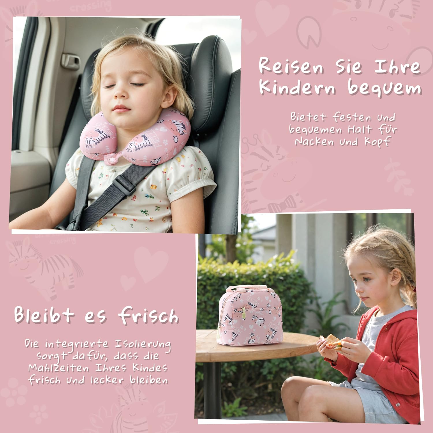 COOLIFE Ensemble de Bagages pour Enfants, Lot de 5 valises, 16 Pouces, Bagage à Main, Coque Rigide, Valise à roulettes, Bagages pour Nourrissons (zèbre, Ensemble de 5 valises)