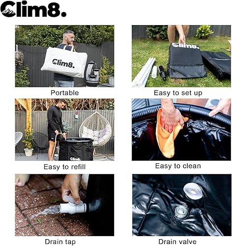 Miniatura 5 de Bañera de hielo para atletas piscina fría de 116 galones al aire libre con tapa, vaina de hielo portátil para adultos, bañera de hielo inflable,