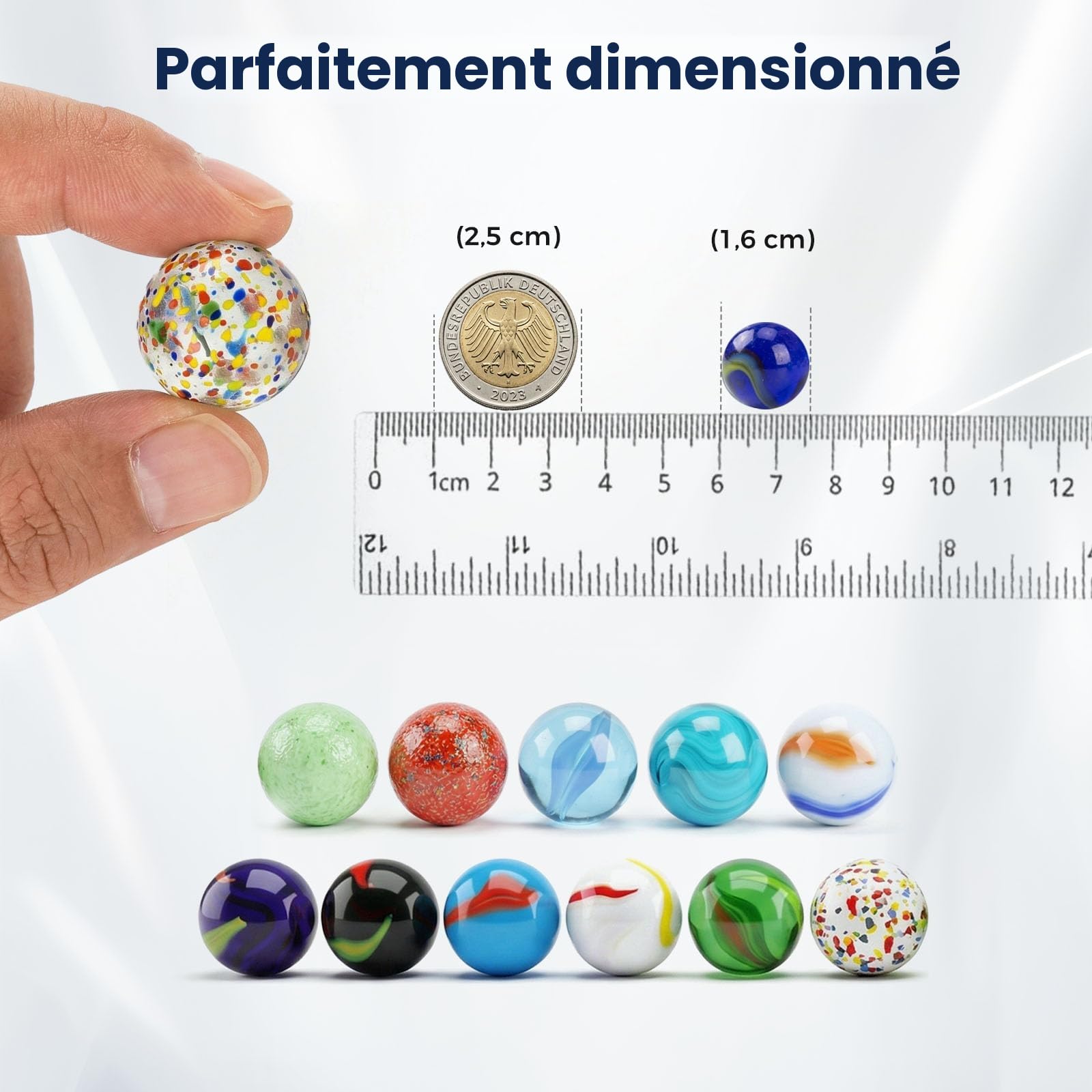 Hakacc Lot De 80 Billes En Verre Multicolores – 16 Mm – Pour Jeux, Décoration, Vase Ou Machine à Jouer